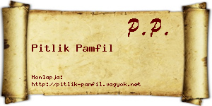 Pitlik Pamfil névjegykártya